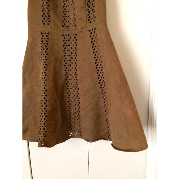 Mossimo Brown Faux-Suede Dress - Cut Out Pattern Dress - XS - Picture 4 of 9